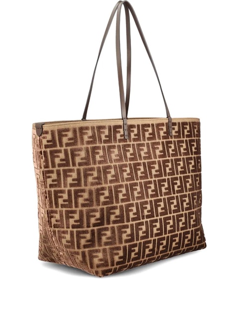 FENDI FF logo velvet tote bag - Brown - zdjęcie produktu nr 1