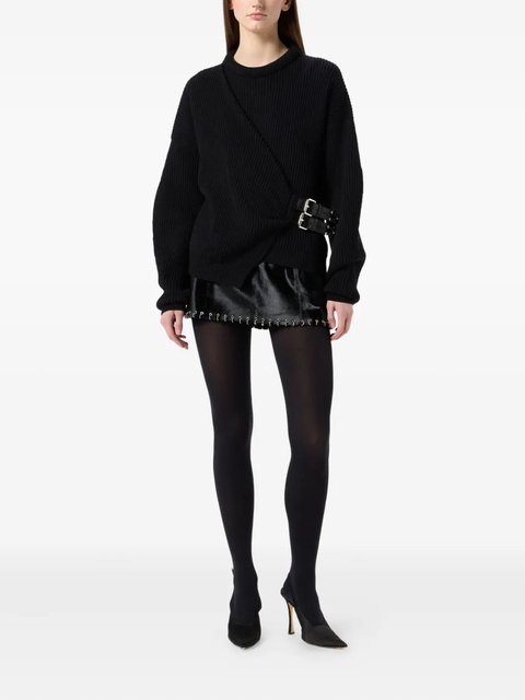 Blumarine ribbed buckle-fastening sweater - Black - zdjęcie produktu nr 2