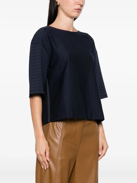 Max Mara pinstripe short-sleeved top - Blue - zdjęcie produktu nr 2