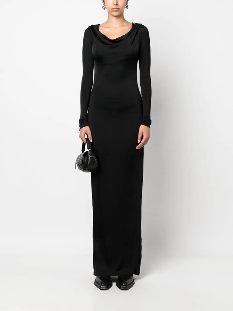 MISBHV draped-neckline hooded maxi dress - Black - zdjęcie produktu nr 2