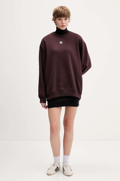 adidas Originals bluza Essentials damska kolor brązowy gładka KW1879 - zdjęcie produktu nr 2