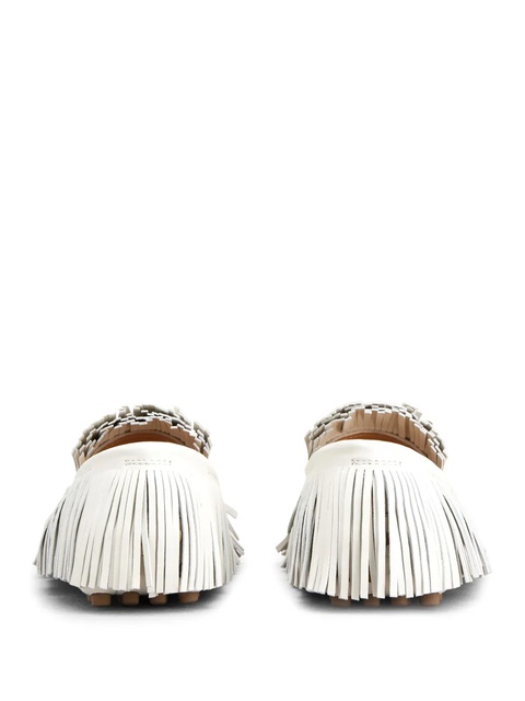 Tod's logo-plaque franged leather loafers - White - zdjęcie produktu nr 2