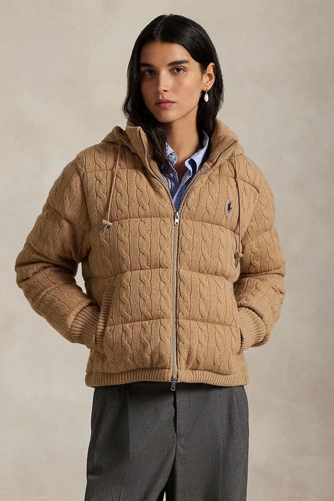 Polo Ralph Lauren kurtka wełniana kolor beżowy zimowa oversize 211A92614 - zdjęcie produktu nr 1