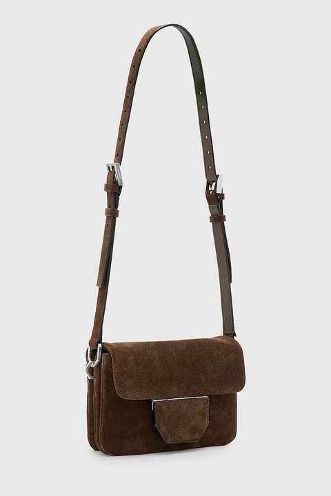 AllSaints torebka zamszowa JUPITER kolor brązowy W363XD - zdjęcie produktu nr 2