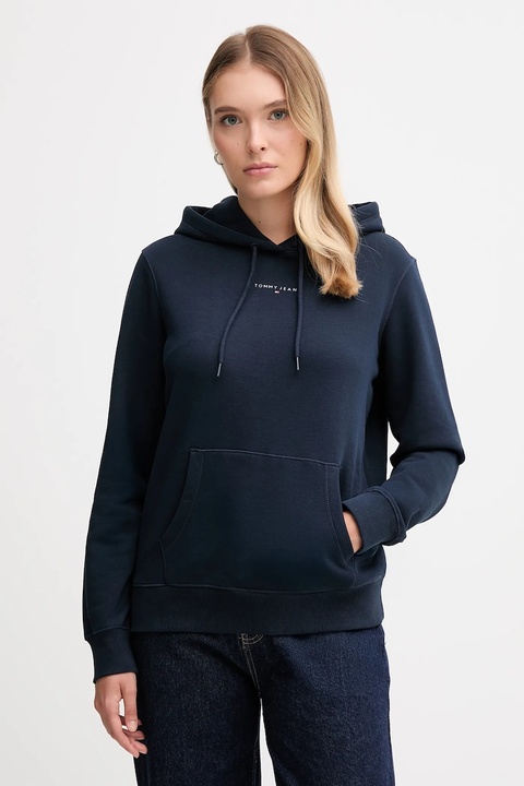 Tommy Jeans bluza damska kolor granatowy z kapturem z nadrukiem DW0DW21963 - zdjęcie produktu nr 1