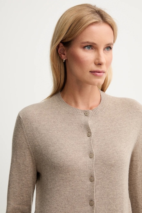 United Colors of Benetton kardigan z dodatkiem wełny damski kolor beżowy lekki 102HD502B - zdjęcie produktu nr 2