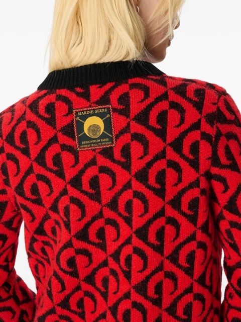 Marine Serre Moon lozenge-knit cardigan - Red - zdjęcie produktu nr 2