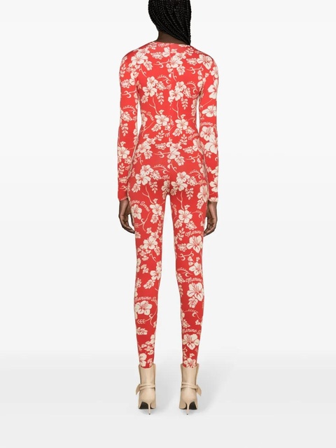 Marine Serre Regenerated floral-print catsuit - Red - zdjęcie produktu nr 2
