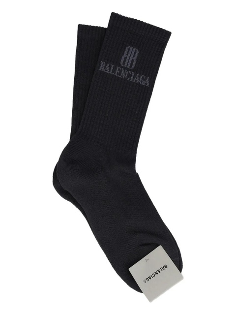Balenciaga logo ribbed socks - Black - zdjęcie produktu nr 1