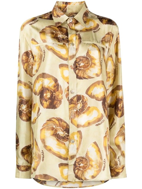 Nanushka seashell-print silk shirt - Neutrals - zdjęcie produktu nr 1
