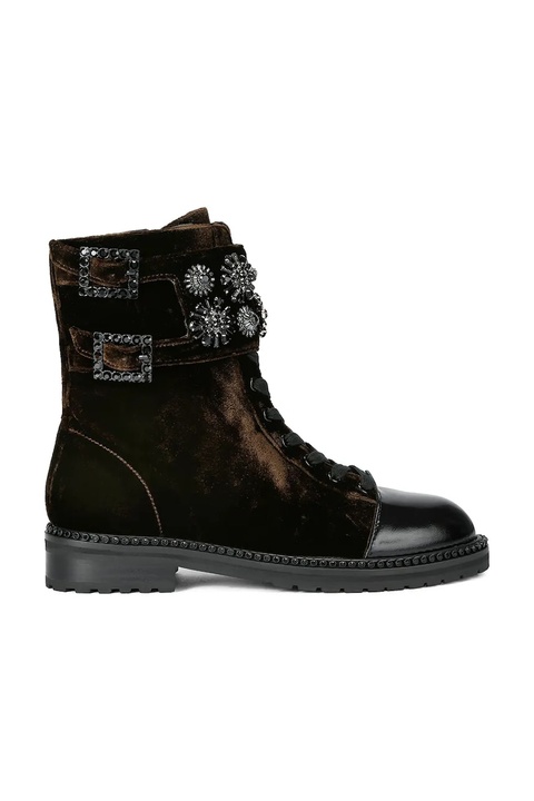 Kurt Geiger London workery Stoop Combat Boot damskie kolor brązowy na płaskim obcasie 4995235789 - zdjęcie produktu nr 1