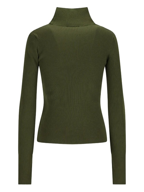 Blumarine Dolcevita lace-insert ribbed turtleneck top - Green - zdjęcie produktu nr 2
