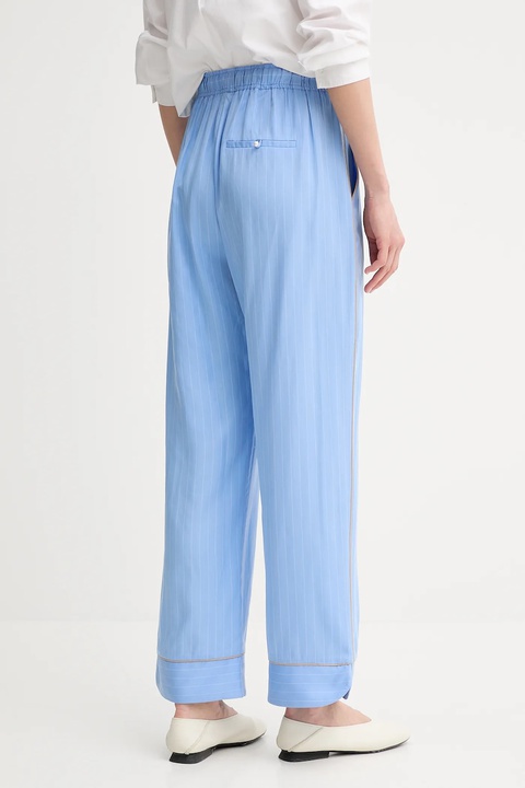 MUNTHE spodnie z domieszką lnu UKAVA damskie kolor niebieski proste high waist 255140525523 - zdjęcie produktu nr 2