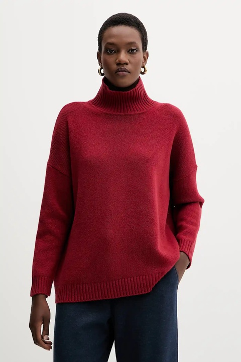 Weekend Max Mara sweter wełniany BORGIA damski kolor bordowy z golfem 2525366112600 - zdjęcie produktu nr 1