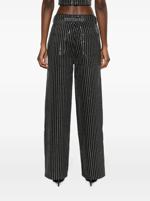 ROTATE BIRGER CHRISTENSEN sequinned striped wide-leg jeans - Black - zdjęcie produktu nr 2