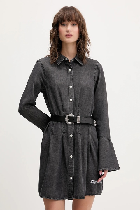 Karl Lagerfeld Jeans sukienka jeansowa kolor szary mini rozkloszowana A4W13003 - zdjęcie produktu nr 1