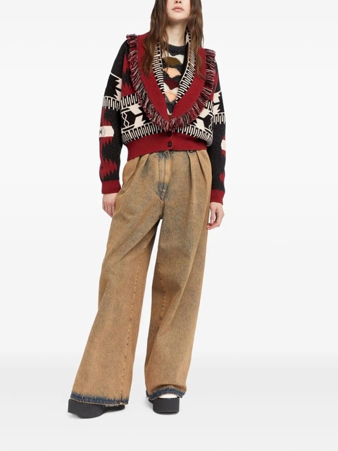 Alanui Icon Jacquard fringe cardigan - Red - zdjęcie produktu nr 2