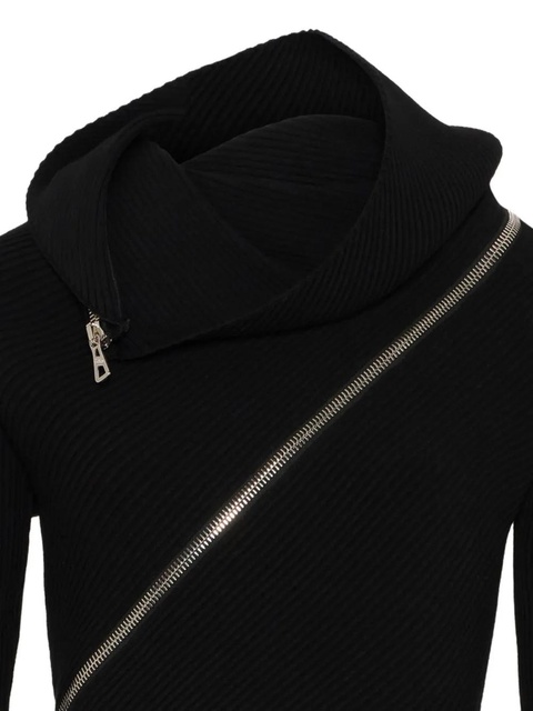 Jean Paul Gaultier ribbed zipped high-neck sweater - Black - zdjęcie produktu nr 1