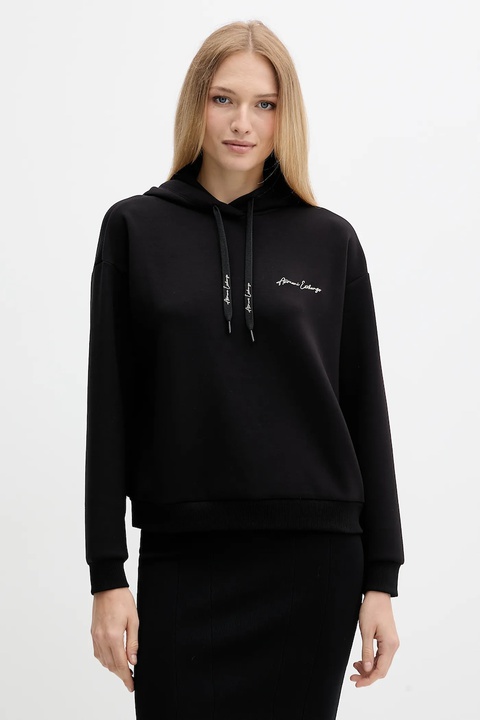 Armani Exchange bluza damska kolor czarny z kapturem gładka XW000836 AF13397 - zdjęcie produktu nr 1
