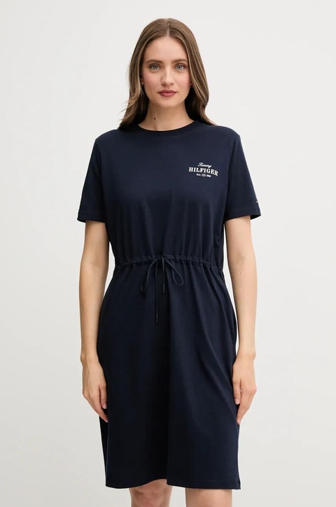 Tommy Hilfiger sukienka bawełniana kolor granatowy mini prosta WW0WW45529 - zdjęcie produktu nr 1