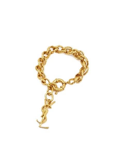 Saint Laurent detailed-chain logo-pendant bracelet - Gold - zdjęcie produktu nr 1
