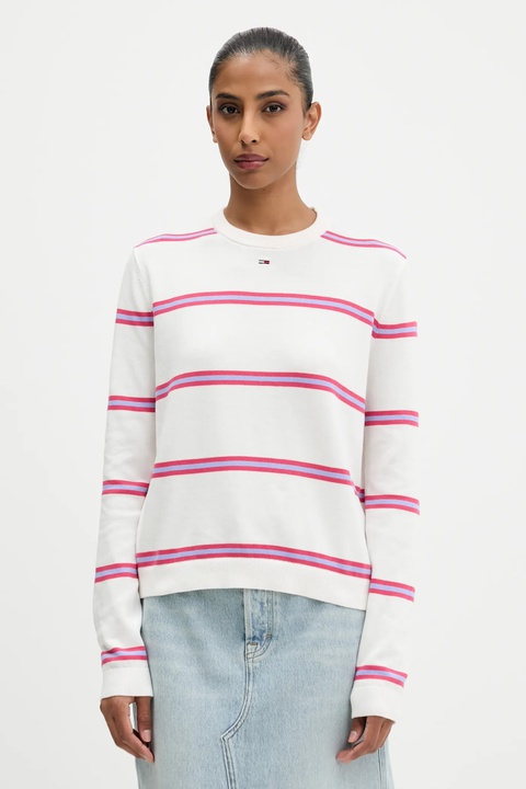 Tommy Jeans sweter bawełniany kolor biały lekki DW0DW20159 - zdjęcie produktu nr 1
