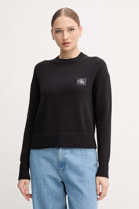 Calvin Klein Jeans sweter bawełniany damski kolor czarny LV047D351G - zdjęcie produktu nr 1
