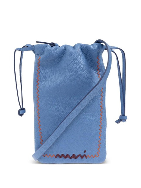 Marni drawstring leather crossbody bag - Blue - zdjęcie produktu nr 1