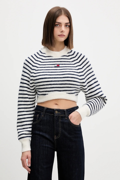 Tommy Jeans sweter z domieszką wełny damski kolor biały DW0DW21677 - zdjęcie produktu nr 1