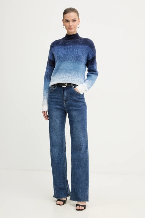 Morgan sweter MDYE damski kolor niebieski z półgolfem MDYE - zdjęcie produktu nr 1