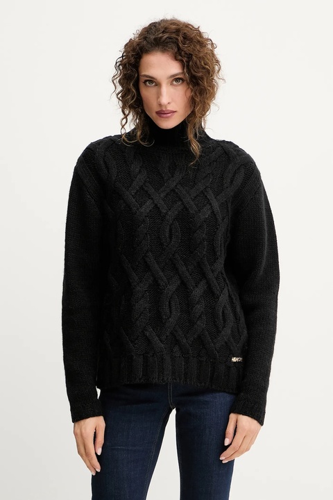 Silvian Heach sweter z domieszką wełny HENRY damski kolor czarny ciepły z golfem GPA25255LU - zdjęcie produktu nr 1