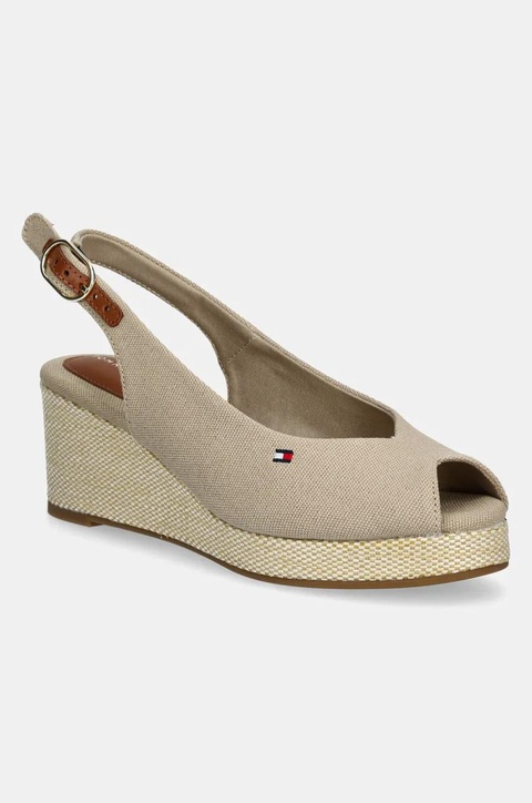 Tommy Hilfiger sandały FLAG MID WEDGE ESPAD SLINGBACK kolor beżowy FW0FW08595 - zdjęcie produktu nr 1