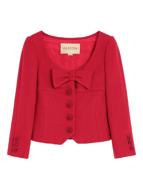 Valentino Garavani bow-detail tweed blazer - Red - zdjęcie produktu nr 1