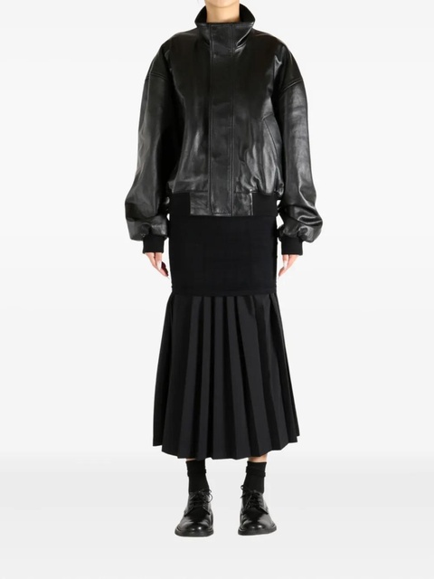 Balenciaga high-neck leather bomber jacket - Black - zdjęcie produktu nr 1