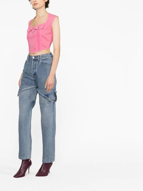 AMBUSH cropped denim top - Pink - zdjęcie produktu nr 2