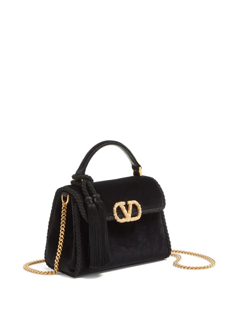 Valentino Garavani tassel-embellished suede shoulder bag - Black - zdjęcie produktu nr 2
