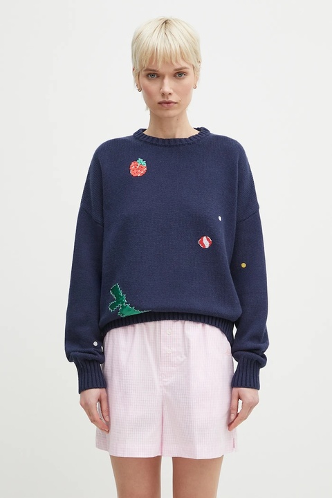 Fiorucci sweter z domieszką wełny Multipatch Dinosaur kolor granatowy ciepły M02SPKSW255KN01BL05 - zdjęcie produktu nr 2