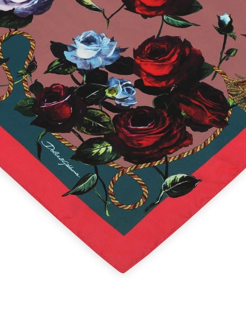 Dolce & Gabbana floral-print silk scarf - Red - zdjęcie produktu nr 2