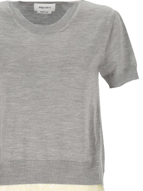 Alexander McQueen ribbed-trim top - Grey - zdjęcie produktu nr 2