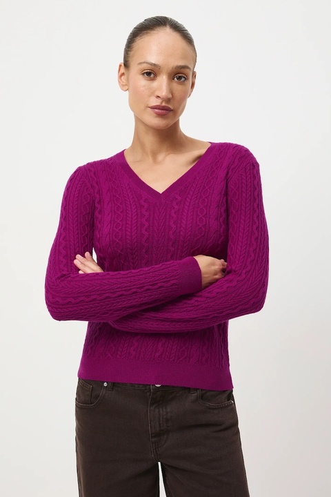 Medicine sweter z wełny merino damski kolor różowy lekki - zdjęcie produktu nr 2