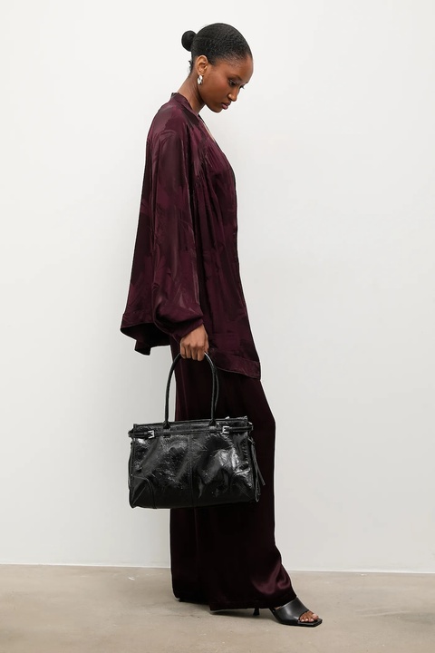 Answear.LAB spodnie damskie kolor bordowy szerokie high waist - zdjęcie produktu nr 2