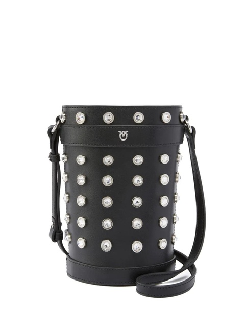 PINKO crystal-embellished leather bucket bag - Black - zdjęcie produktu nr 1