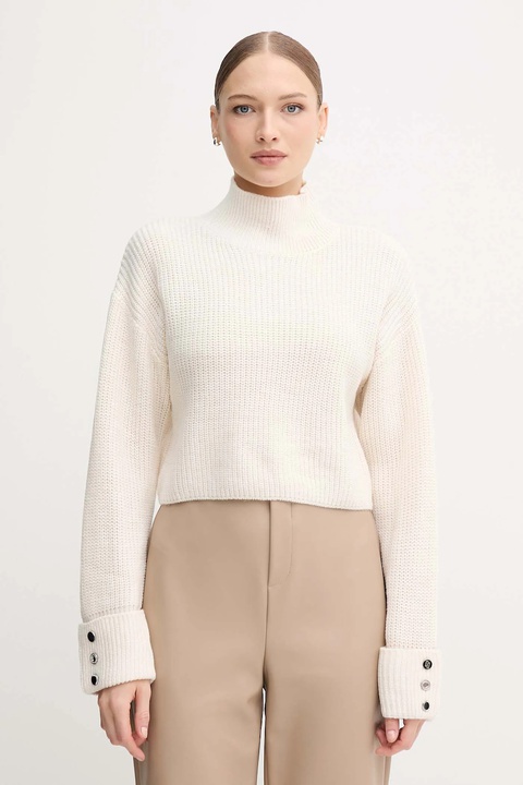 Gaudi sweter damski kolor beżowy ciepły z golfem 521BD53033 - zdjęcie produktu nr 1