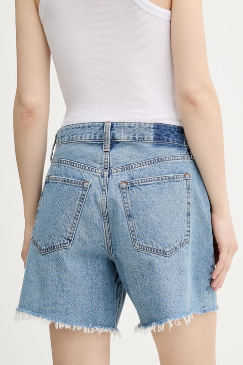 Abercrombie & Fitch szorty jeansowe damskie kolor niebieski gładkie high waist KI149-5146 - zdjęcie produktu nr 1