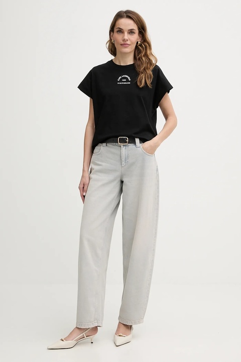 Karl Lagerfeld t-shirt bawełniany damski kolor czarny B1W17032 - zdjęcie produktu nr 2