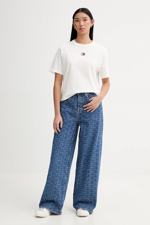 Tommy Jeans t-shirt bawełniany damski kolor beżowy DW0DW22202 - zdjęcie produktu nr 1