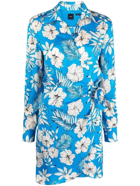 PINKO floral-print wrap style dress - Blue - zdjęcie produktu nr 1