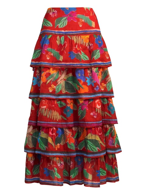 Marie Oliver Christie floral-print maxi skirt - Red - zdjęcie produktu nr 1