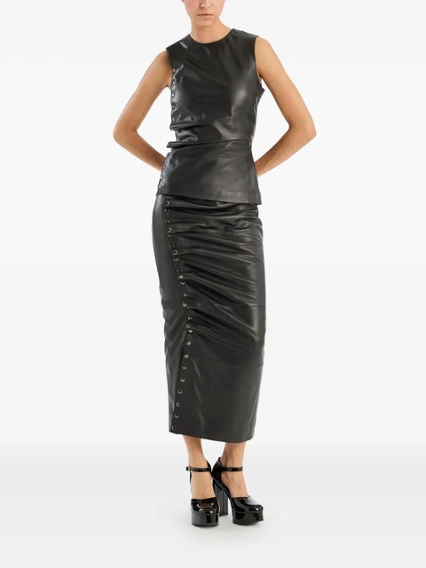 ROTATE BIRGER CHRISTENSEN side-buttoned leather top - Black - zdjęcie produktu nr 1