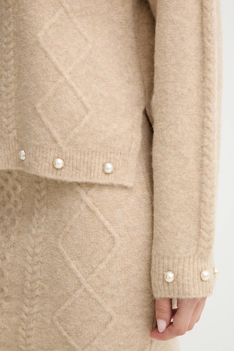 Twinset sweter z domieszką wełny damski kolor beżowy lekki 252AP3043 - zdjęcie produktu nr 2